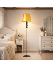 Piękna lampa podłogowa z ozdobnymi kulami SEUL MIRROR w kolorze złota i czerni