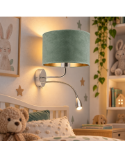 Kinkiet 2 punktowy LED do pokoju dziecka CAPRI VELUR z miętowym, welurowym kloszem