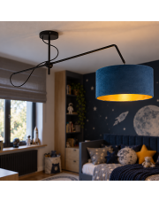 Czarna lampa sufitowa z granatowym welurowym abażurem RIO VELUR