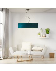 Nowoczesna lampa wisząca z welurowym abażurem PORTO VELUR fi - 80 cm - kolor zieleń butelkowa