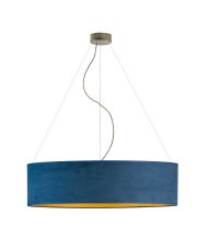 Duża lampa wisząca do salonu PORTO VELUR fi - 80 cm - kolor granatowy ze złotym wnętrzem 