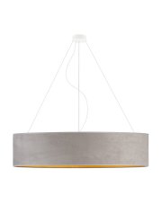 Elegancka lampa wisząca do salonu PORTO VELUR fi - 100 cm - kolor szary ze złotym wnętrzem