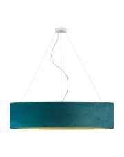 Designerska lampa wisząca do hotelu PORTO VELUR fi - 100 cm - kolor zieleń butelkowa ze złotym wnętrzem