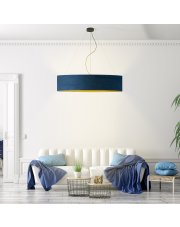 Duża lampa wisząca do salonu PORTO VELUR fi - 100 cm - kolor granatowy ze złotym wnętrzem