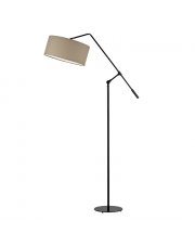 Czarna lampa podłogowa łukowa LIBERIA z beżowym abażurem