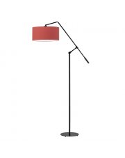 Designerska lampa podłogowa z czerwonym abażurem i czarnym stelażem LIBERIA