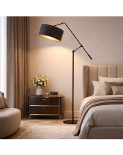 Czarna lampa podłogowa regulowana LIBERIA GOLD