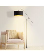Czarna lampa podłogowa regulowana LIBERIA GOLD