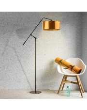 Czarna lampa stojąca w stylu loft LIBERIA MIRROR w regulowanym wysięgnikiem
