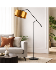 Czarna lampa stojąca w stylu glamour LIBERIA MIRROR z regulowanym wysięgnikiem do czytania w sypialni