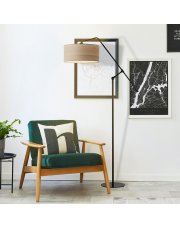 Nowoczesna lampa stojąca z regulacją LIBERIA ECO z designerskim abażurem w kolorze bielonego dębu