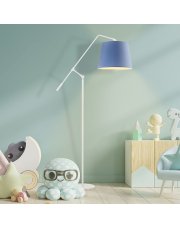 Biała lampa stojąca dla dzieci z niebieskim kloszem FOYA
