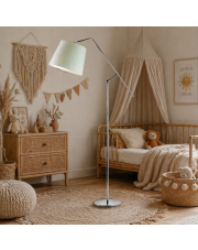 Dziecięca lampa podłogowa z miętowym abażurem FOYA z włącznikiem nożnym