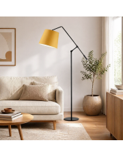 Regulowana lampa podłogowa do czytania FOYA z musztardowym abażurem
