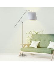 Srebrna lampa stojąca do salonu FOYA w stylu skandynawskim