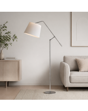 Srebrna lampa stojąca do salonu z regulacją wysokości FOYA w stylu skandynawskim