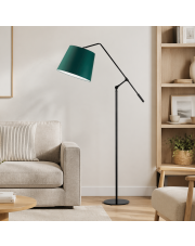 Nowoczesna lampa stojąca z regulacją wysokości FOYA z abażurem zieleń butelkowa