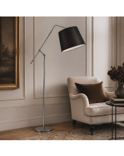 Regulowalna lampa podłogowa do salonu w klasycznym stylu FOYA z brązowym kloszem