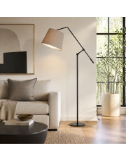 Lampa stojąca z regulacją kąta padania światła do salonu FOYA z beżowym kloszem