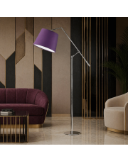 Lampa podłogowa na wysięgniku ruchomym FOYA z fioletowym abażurem w stylu art deco