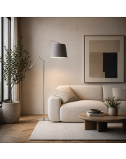 Biało-szara lampa stojąca do czytania FOYA