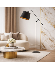 Czarna lampa podłogowa w stylu glamour FOYA GOLD lampa stojąca na wysięgniku regulowanym