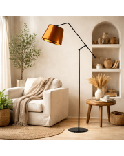 Czarna lampa stojąca z regulowanym ramieniem do czytania w sypialni FOYA MIRROR