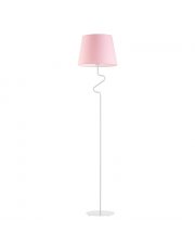 Biała lampa stojąca z różowym abażurem FOGO do pokoju dziewczynki