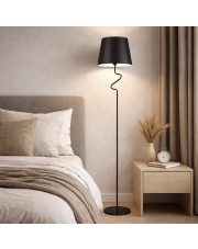Czarna lampa podłogowa do salonu FOGO w stylu eklektycznym