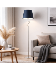 Minimalistyczna lampa stojąca do salonu FOGO na chromowanym stelażu