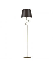 Klasyczna lampa stojąca z brązowym abażurem z tkaniny FOGO