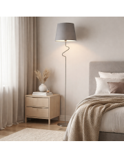 Szara lampa podłogowa do sypialni FOGO w stylu skandynawskim