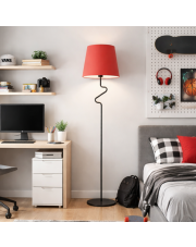 Stojąca lampa do sypialni FOGO w kolorze czarno-czerwonym