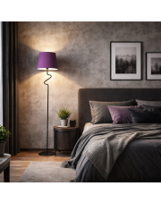 Fioletowa lampa podłogowa LED w stylu art deco FOGO z ozdobnym stelażem