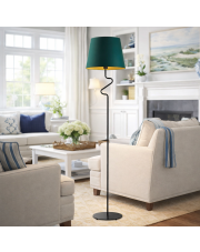 Lampa podłogowa z abażurem w kolorze butelkowej zieleni FOGO GOLD