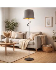 Eklektyczna lampa podłogowa do salonu FOGO GOLD w kolorze szarym