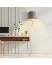 Eklektyczna lampa podłogowa do salonu FOGO GOLD w kolorze szarym