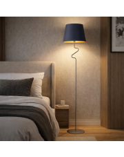 Lampa stojąca do sypialni w stylu glamour FOGO GOLD z abażurem ze złotym wnętrzem