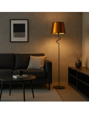 Designerska lampa stojąca w kolorze czerni i miedzi FOGO MIRROR
