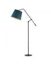 Czarna lampa podłogowa z wysięgnikiem FOYA VELUR z abażurem ze złotym wnętrzem