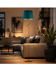 Czarna lampa stojąca o ciekawym kształcie FOGO VELUR