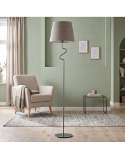 Srebrna lampa stojąca z abażurem nowoczesna lampa podłogowa do salonu FOGO VELUR