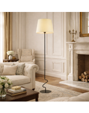 Klasyczna lampa podłogowa do salonu SURAT z materiałowym abażurem