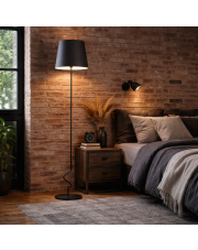 Czarna lampa stojąca do salonu SURAT w stylu minimalistycznym