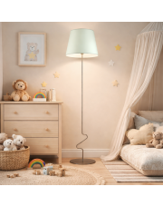 Lampa podłogowa do pokoju chłopca SURAT z miętowym abażurem