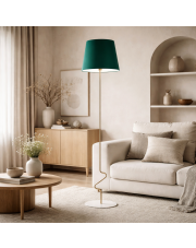 Lampa stojąca SURAT z materiałowym abażurem zieleń butelkowa