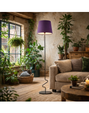 Designerska fioletowa lampa stojąca do salonu w stylu wabi sabi SURAT