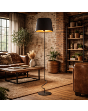 Czarna lampa stojąca do czytania w salonie SURAT GOLD