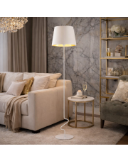 Biała lampa podłogowa do salonu SURAT GOLD w stylu glamour
