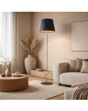 Designerska lampa stojąca do salonu z abażurem 40 cm ze złotym wnętrzem SURAT GOLD